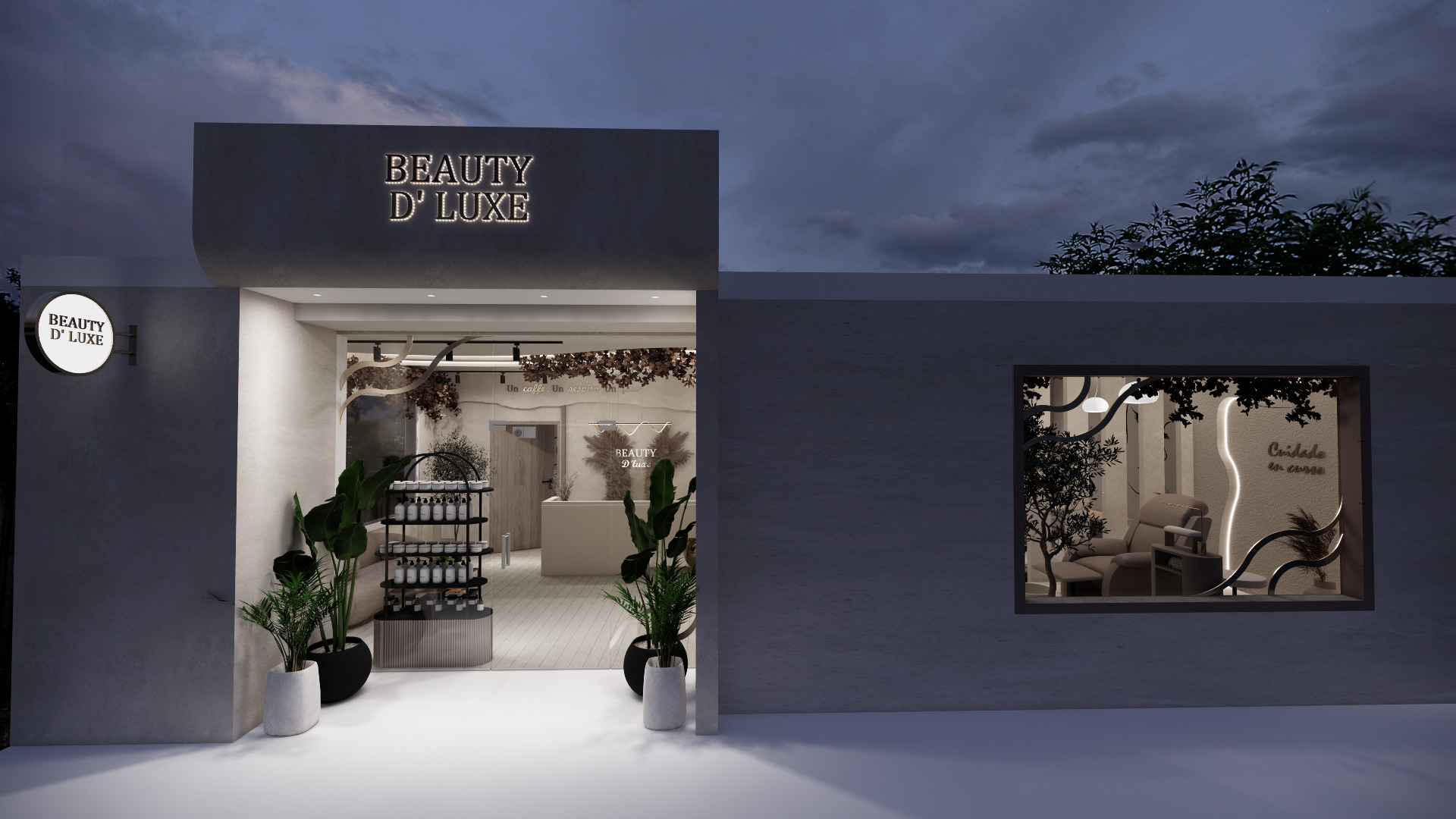Interior elegante de Beauty D’Luxe